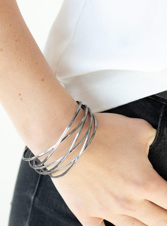 Down To The Wire Black Cuff Bracelet