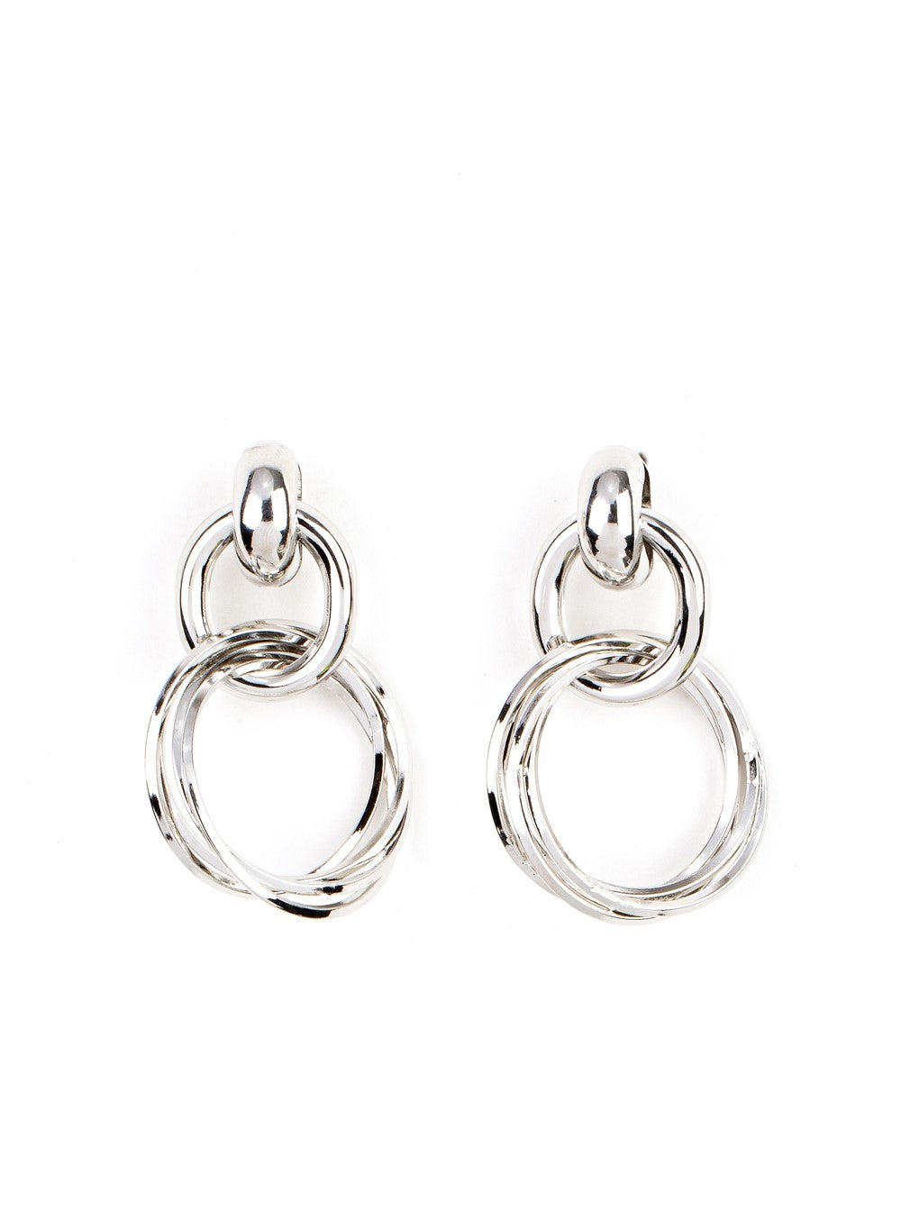 Dynamically Linked Silver Post Earrings