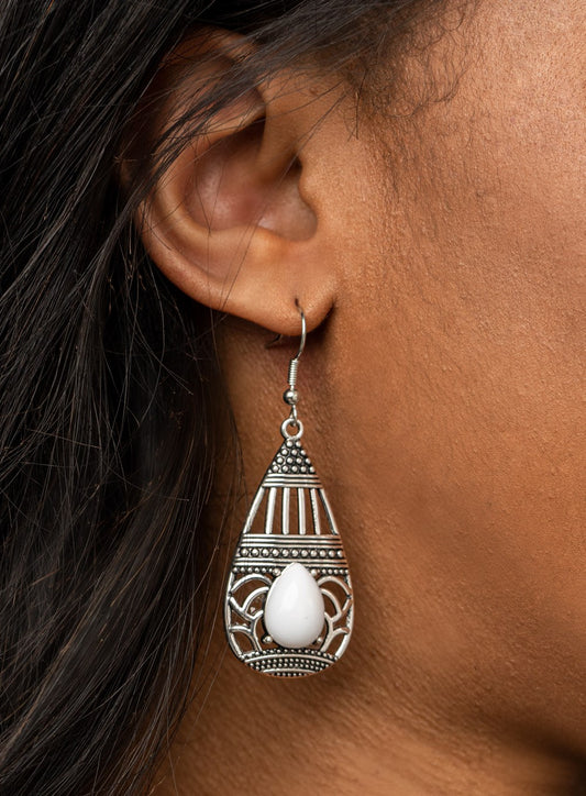 Eastern Essence White Earrings