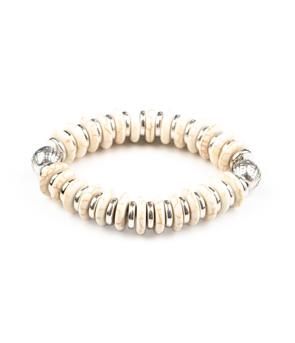 Eco Experience White Crackle Stone Stretch Bracelet