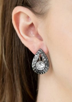 Elite Edge Black Clip-On Earrings