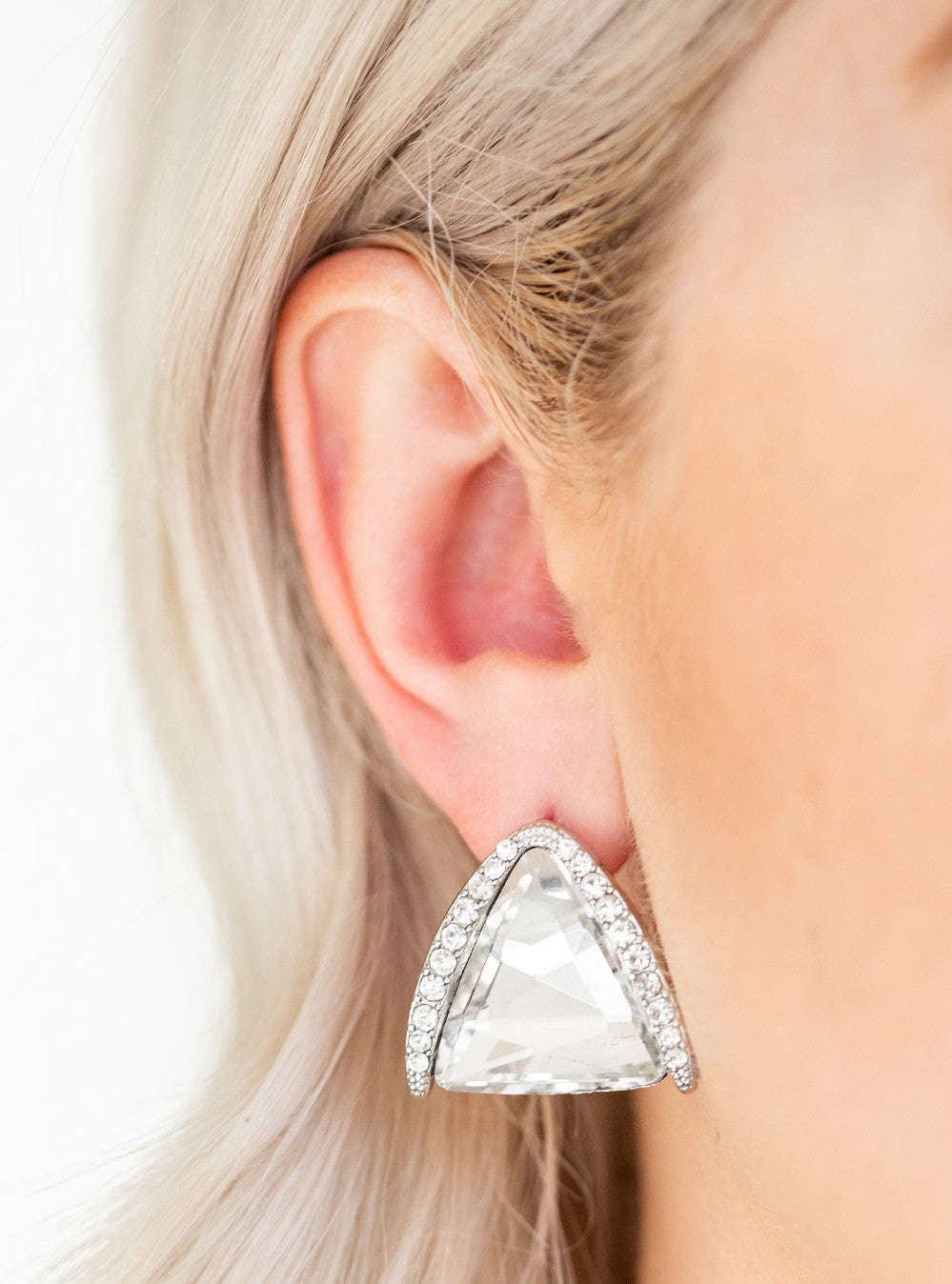 Exalted Elegance White Post Earrings