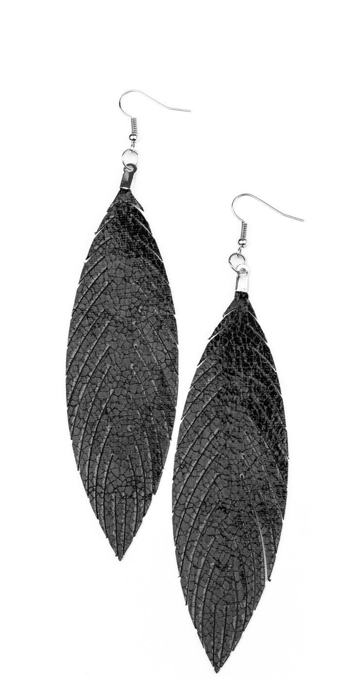 Feather Fantasy Black Earrings