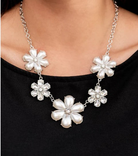 Fiercely Flowering White Necklace