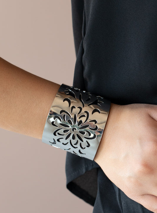 Get Your Bloom On Black Cuff Bracelet