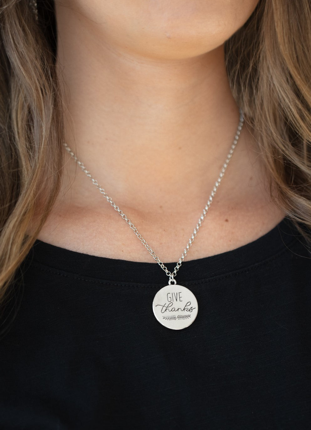 Give Thanks Silver Necklace