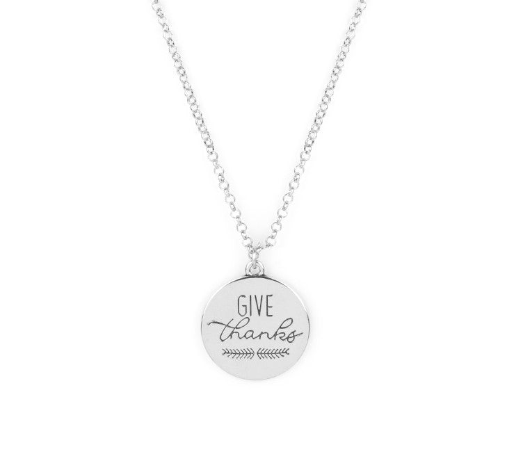 Give Thanks Silver Necklace