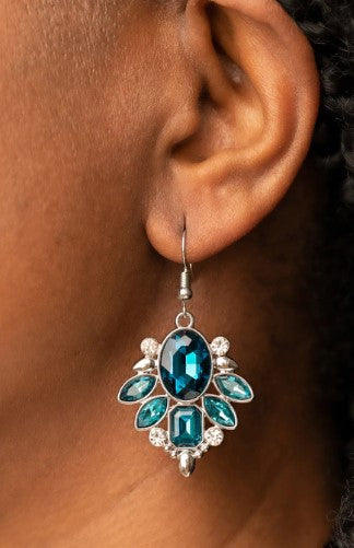 Glitzy Go-Getter Blue Earrings