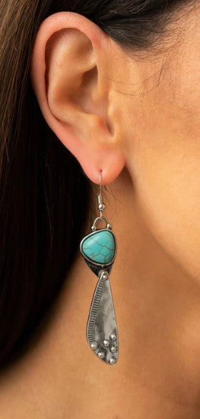 Going-Green Goddess Turquoise Crackle Stone Earrings