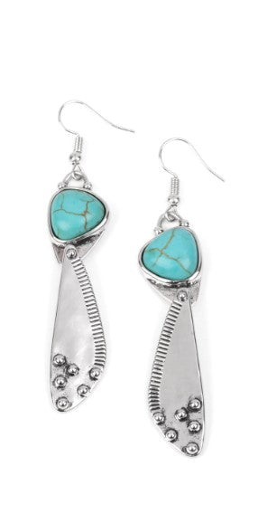 Going-Green Goddess Turquoise Crackle Stone Earrings