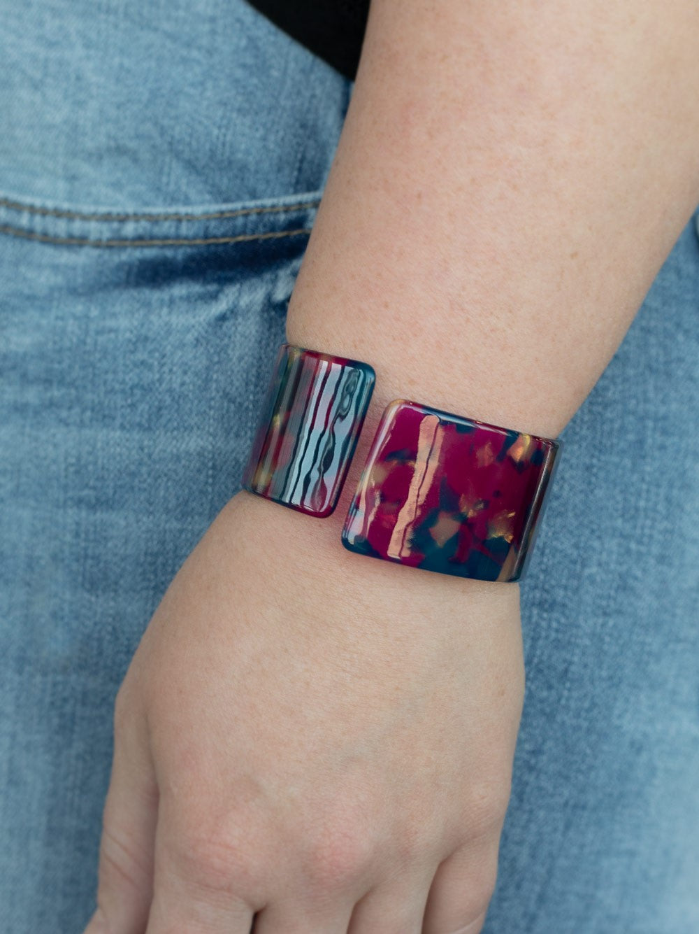 Groovy Vibes Multi-Colored Acrylic Cuff Bracelet