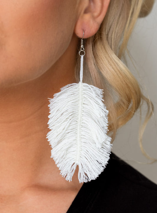 Hanging By A Thread White Earrings