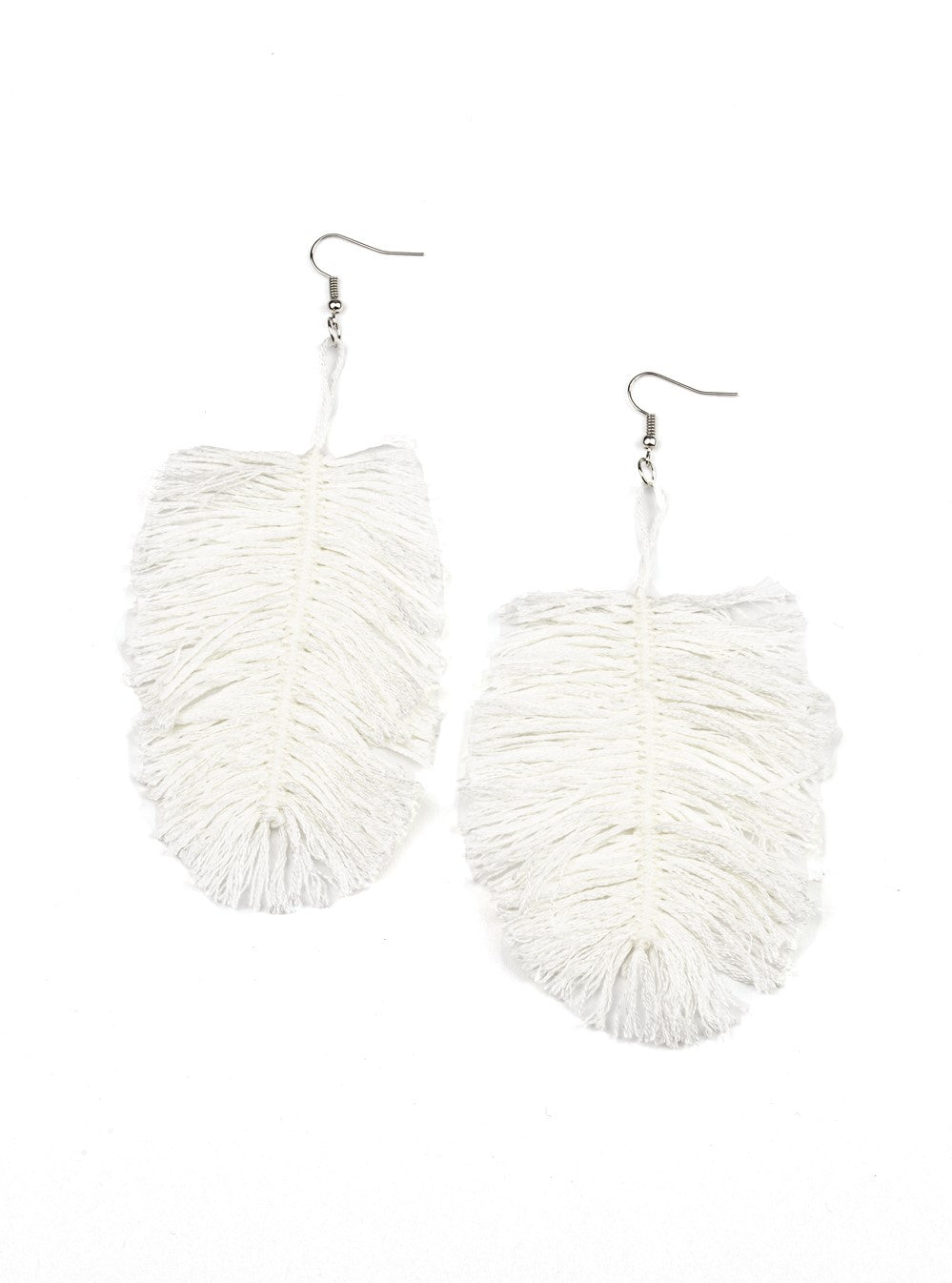 Hanging By A Thread White Earrings