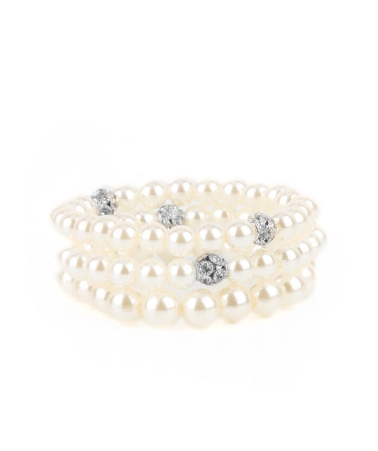 Here Comes the Heiress White Stretch Bracelet