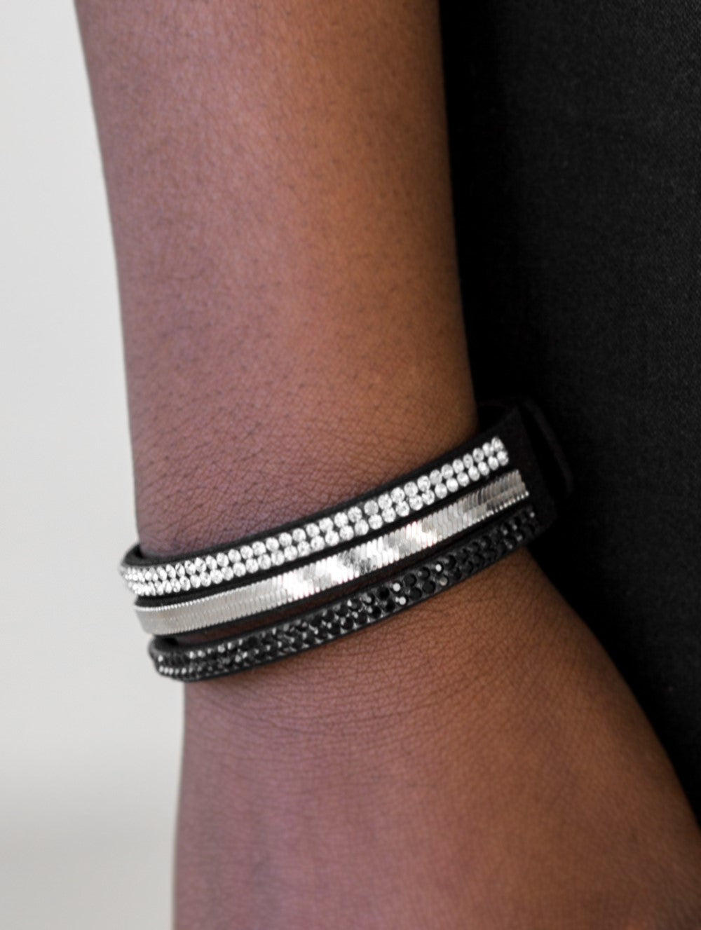 I Mean Business Black Single Wrap Bracelet