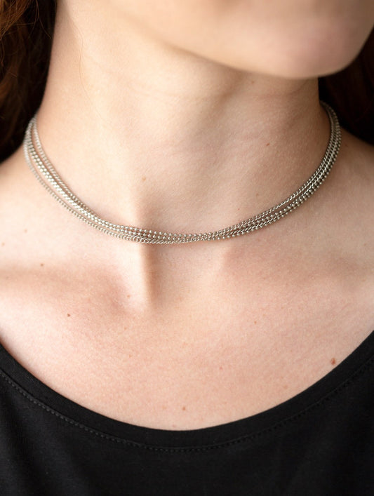 If You Dare Silver Choker Necklace