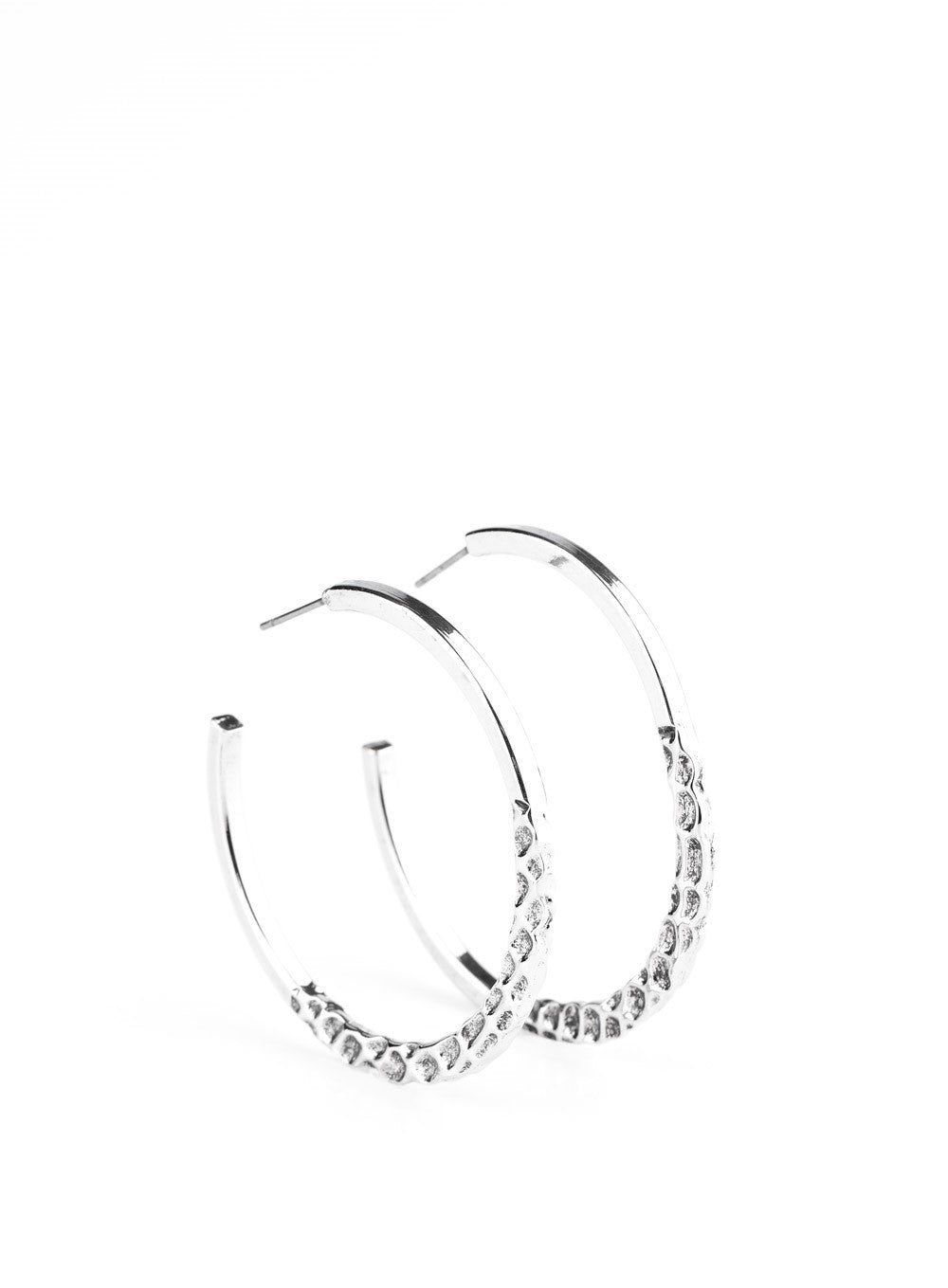 Imprinted Intensity Silver Hoop Earrings