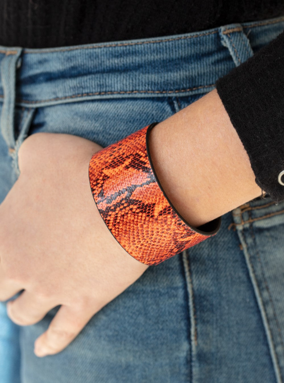 It's A Jungle Out There Orange Single Wrap Bracelet