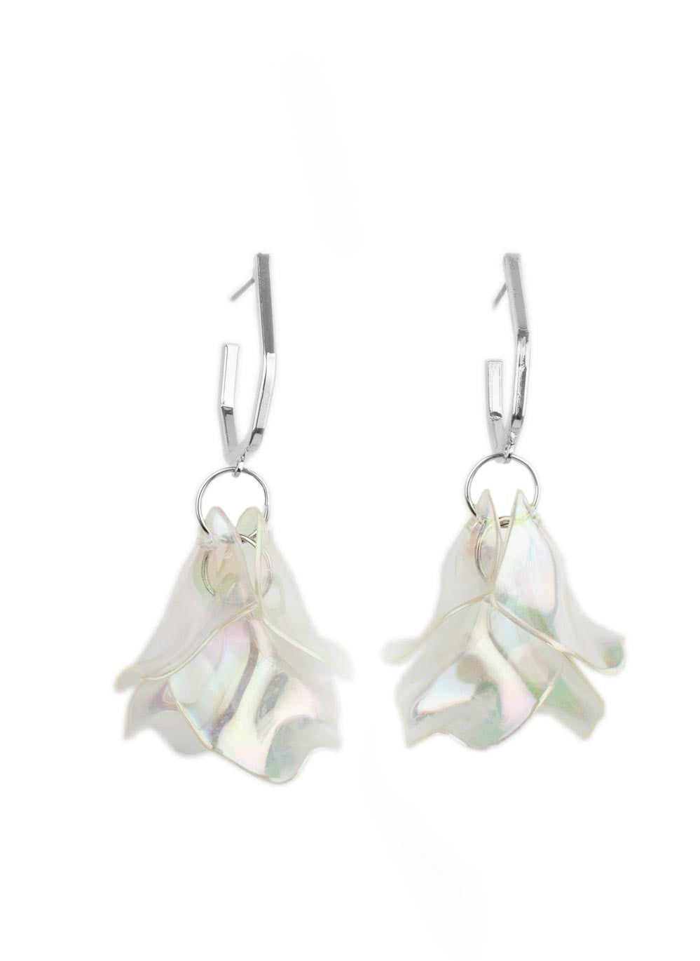 Jaw-Droppingly Jelly White Iridescent Hoop Earrings