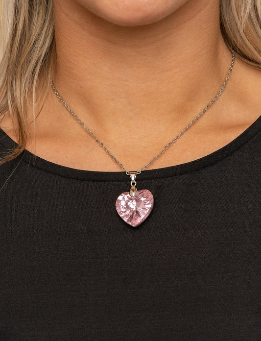 Love Hurts Pink Heart Necklace