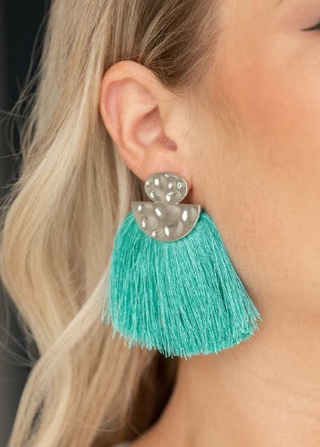 Make Some PLUME Blue Fringe Post Earrings