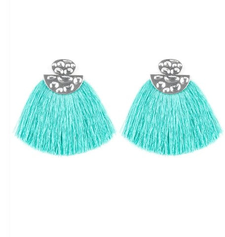 Make Some PLUME Blue Fringe Post Earrings