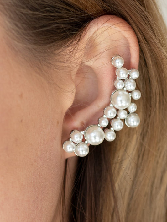 Metro Makeover White Ear Crawler Earrings