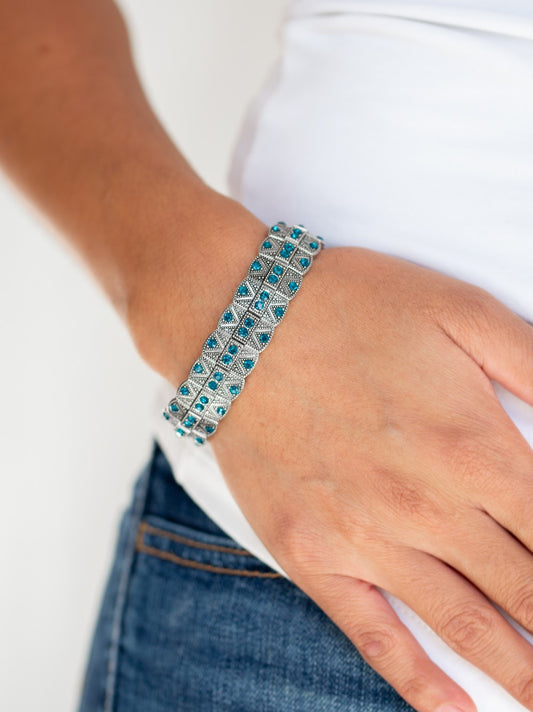 Modern Magnificence Blue Stretch Bracelet