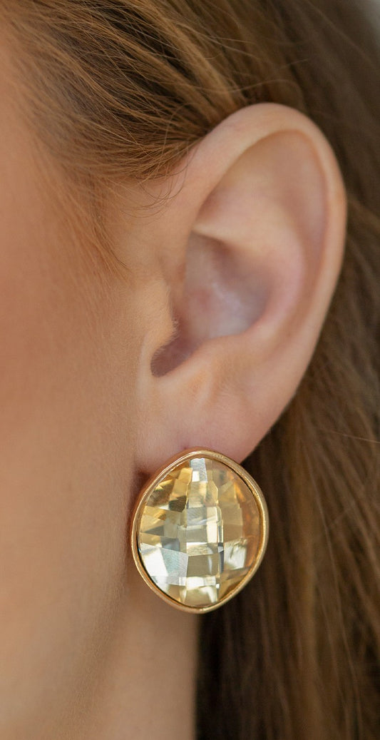 Movie Star Sparkle Gold Clip-On Earrings