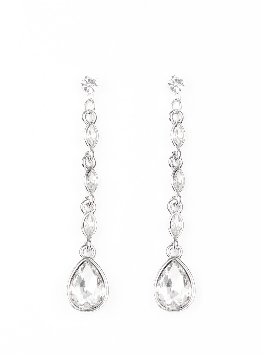 Must Love Diamonds White Drop Earrings