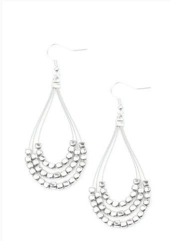 Off The Blocks Shimmer Silver Earrings