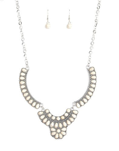 Omega Oasis White Crackle Stone Necklace