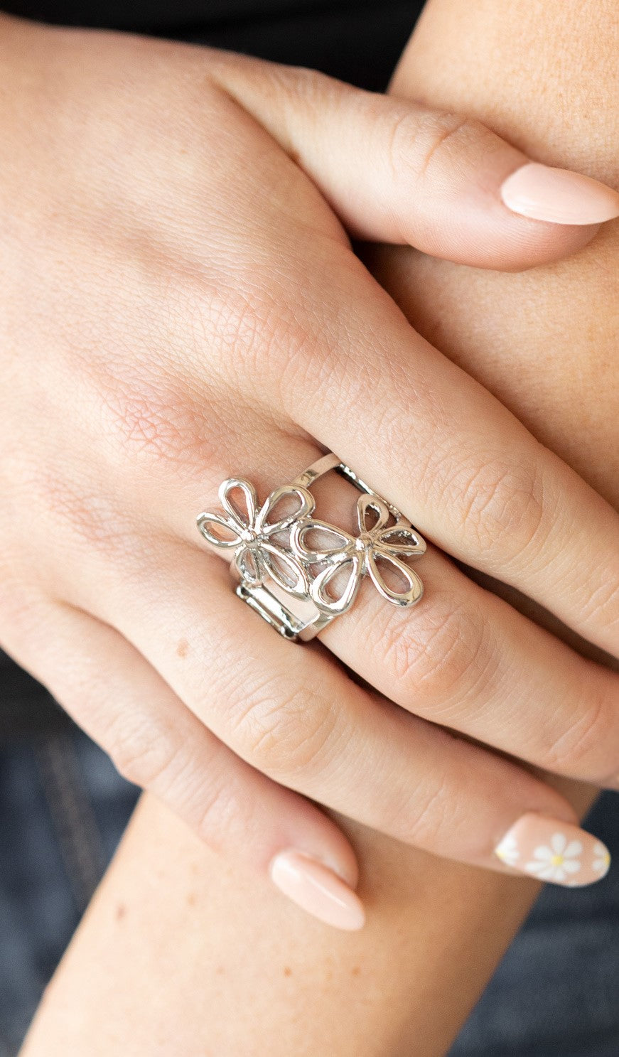 Perennial Pair Silver Floral Ring