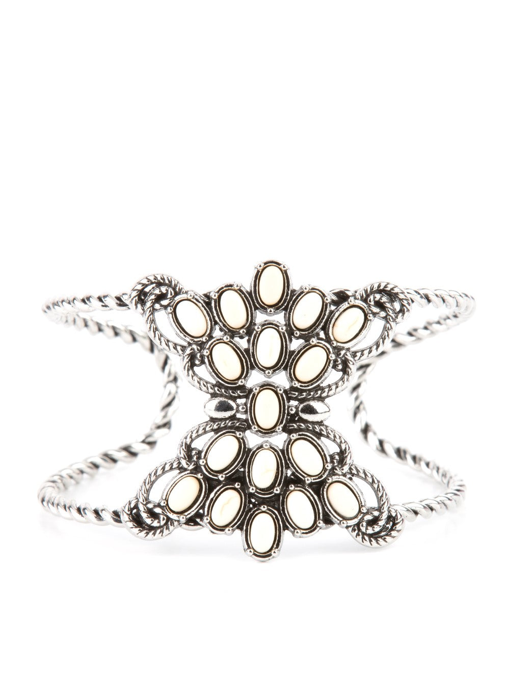 Pleasantly Plains White Cuff Bracelet