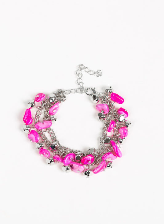 Plentiful Pebbles Pink Stone Bracelet