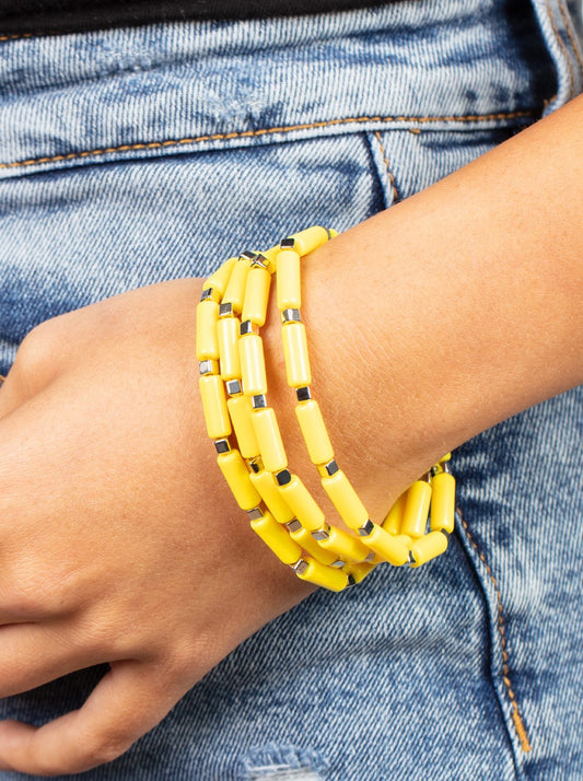 Radiantly Retro Yellow Stretch Bracelet