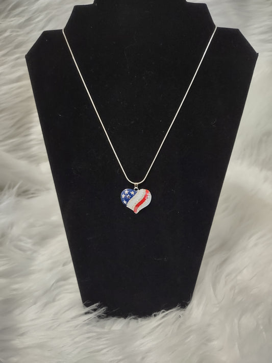 Red, White and Blue Dazzle! Enamel Necklace