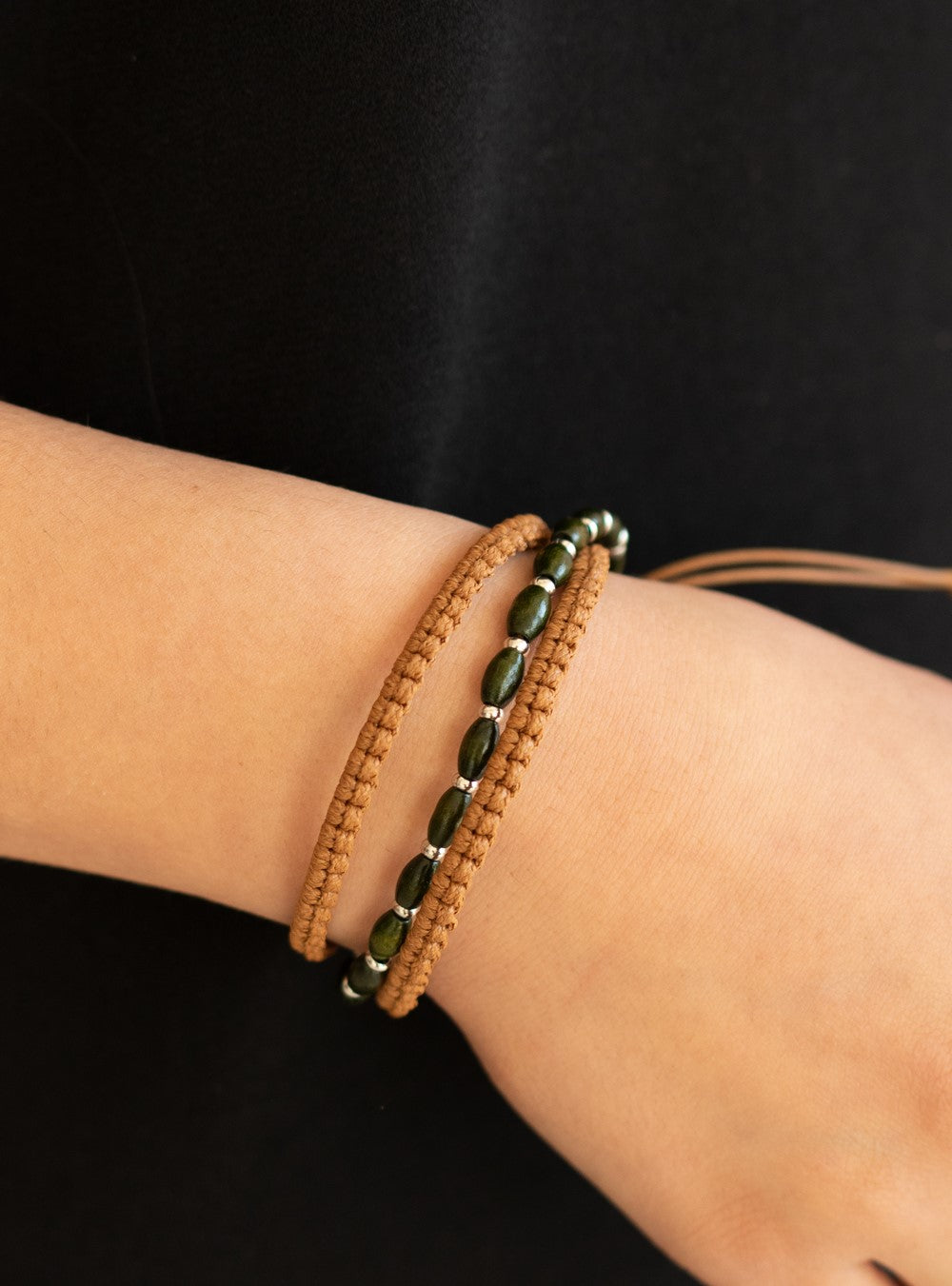 Refreshingly Rural Green Pull-Tie Bracelet