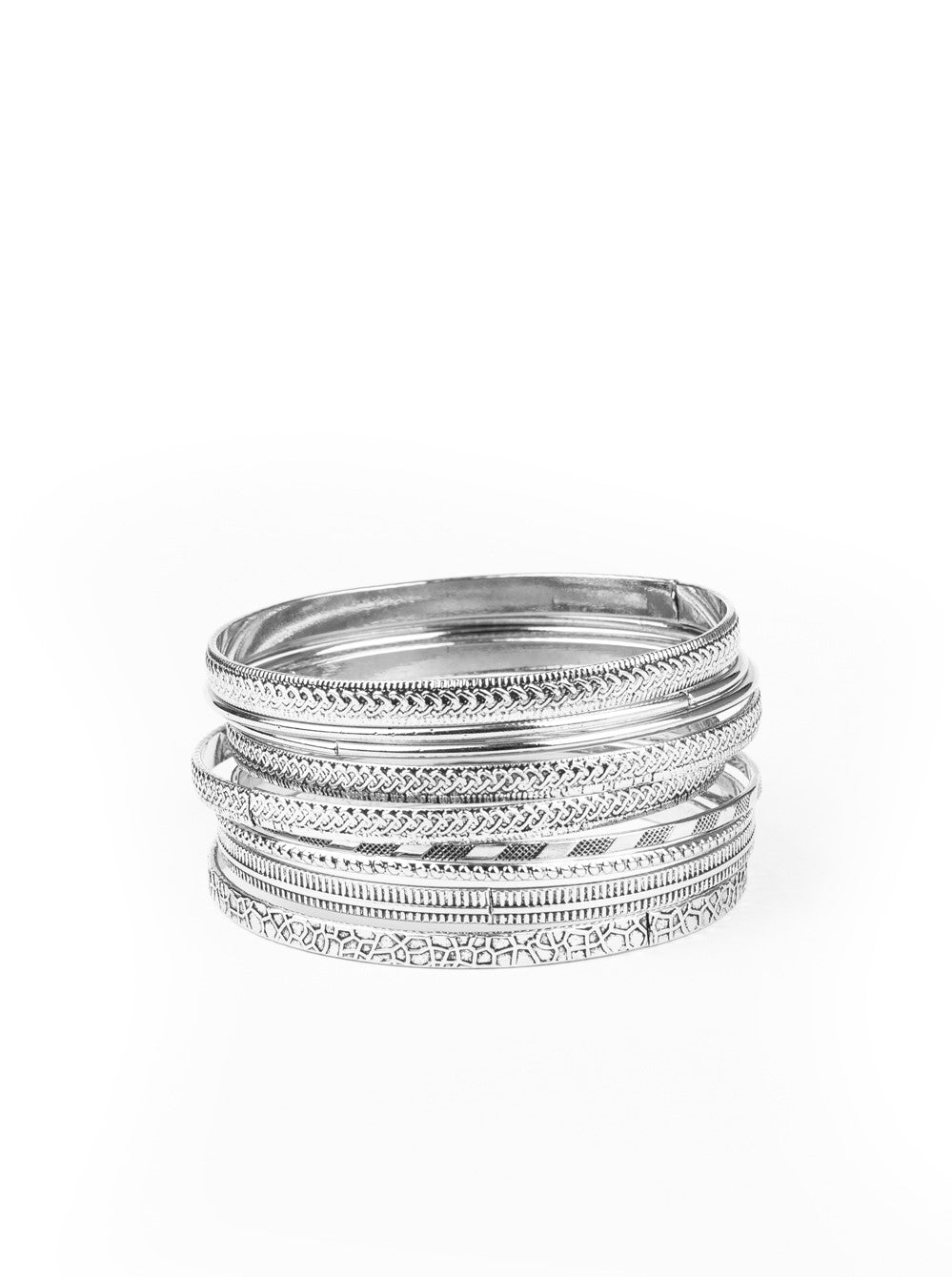 Relics On Repeat Silver Bangle Bracelet