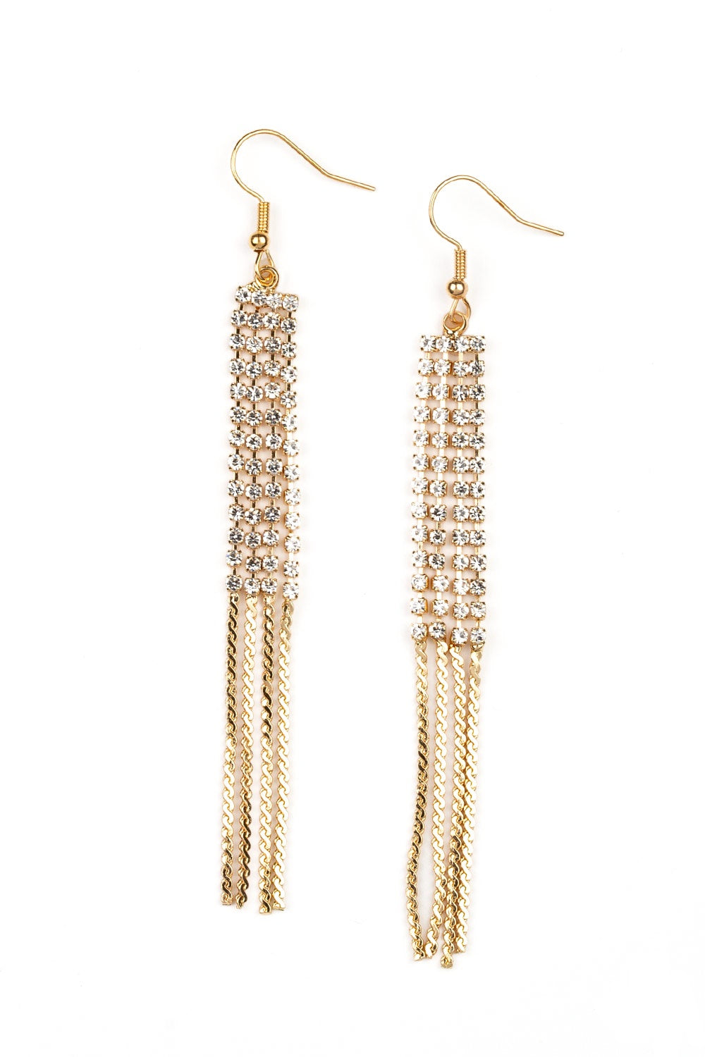 Rhinestone Romance Gold Drop Earrings