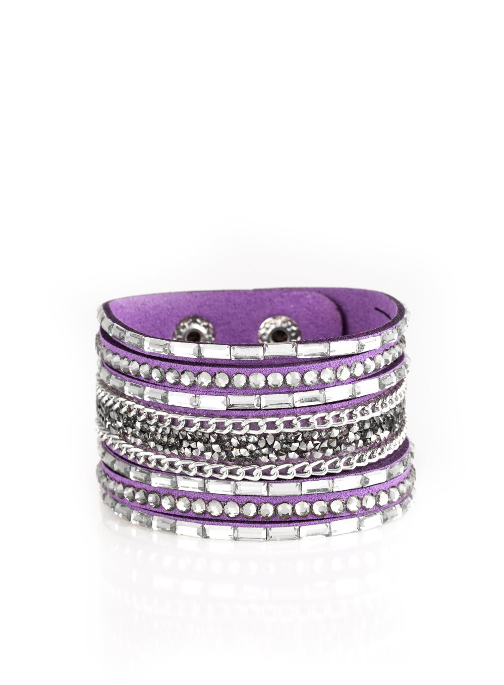 Rhinestone Rumble Purple Single Wrap Bracelet