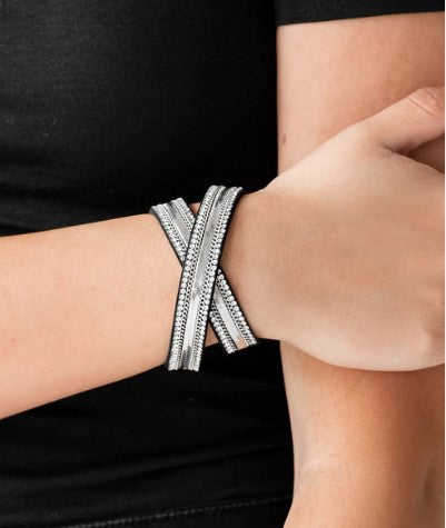 Rocker Rivalry Black Double Wrap Bracelet