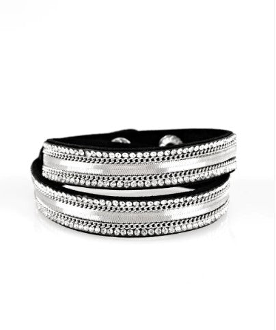 Rocker Rivalry Black Double Wrap Bracelet