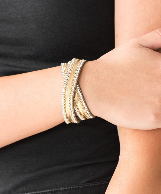 Rocker Rivalry Gold Double Wrap Bracelet