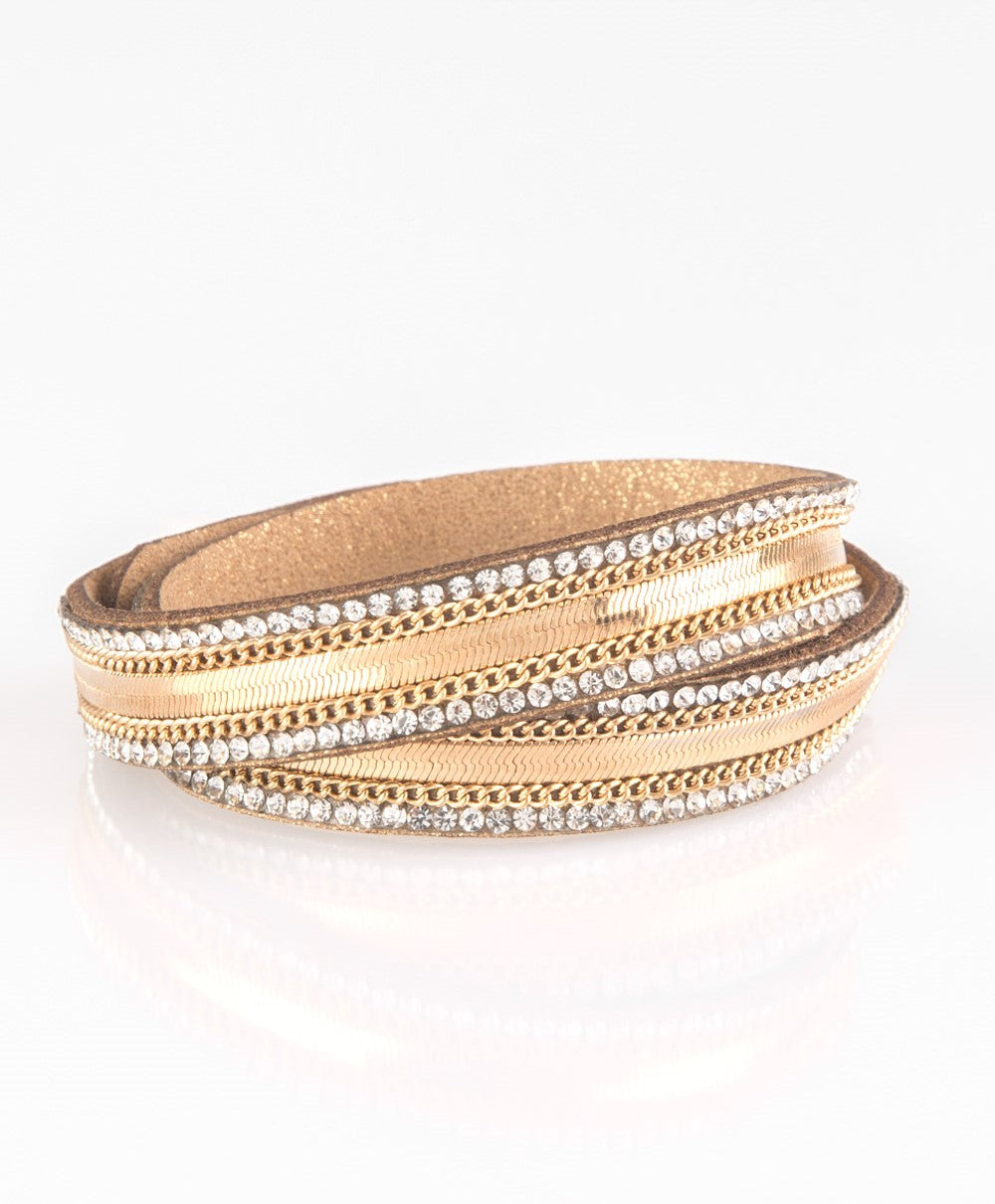 Rocker Rivalry Gold Double Wrap Bracelet