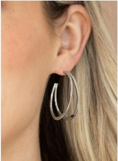 Rustic Curves Silver Hoop Earrings