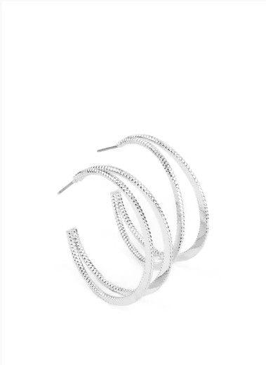 Rustic Curves Silver Hoop Earrings