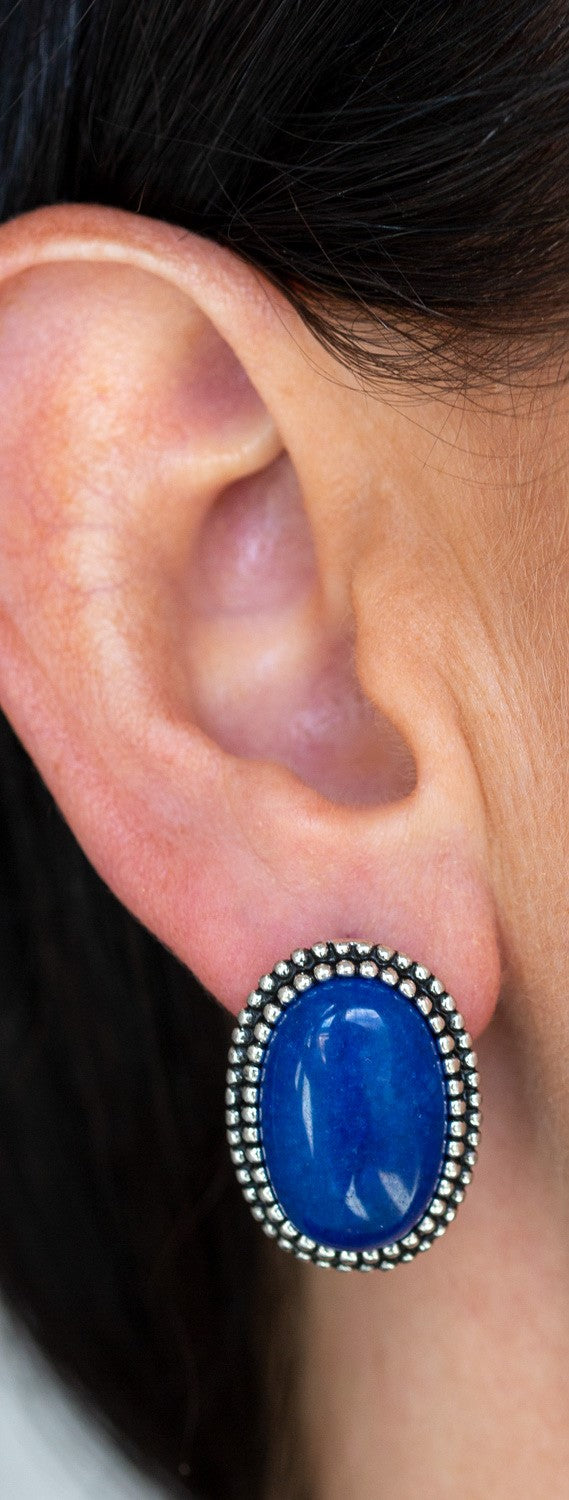 Shiny Sediment Blue Post Earrings