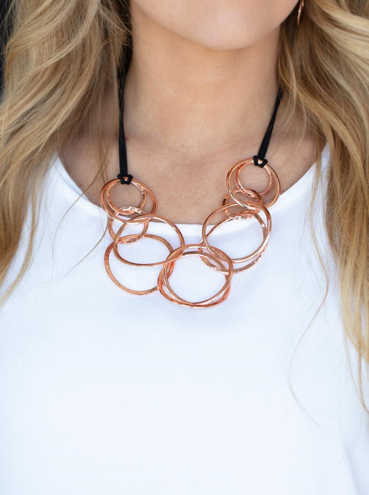 Spiraling Out Of COUTURE Copper Necklace