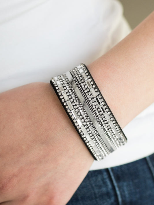 Teasingly Tomboy Single Wrap Black Bracelet